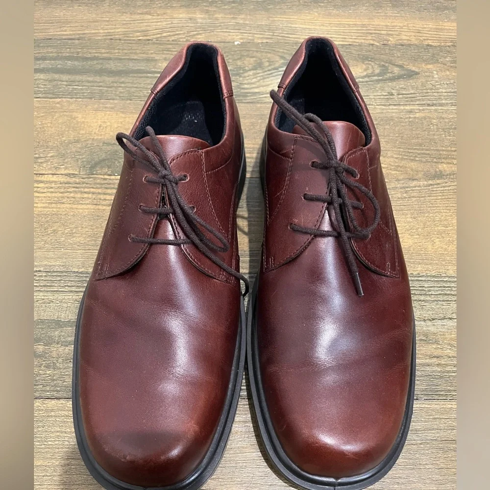 ECCO Brown Leather Casual Lace-up Shock Point Soles‎ Oxfords Sz. 46 (US12)